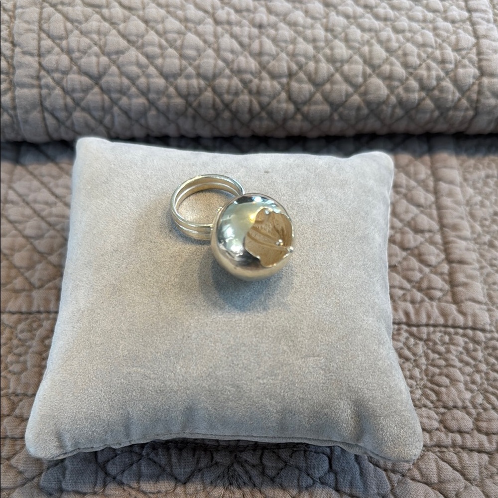 Bague original en argent 925 en forme de fleur et pistils